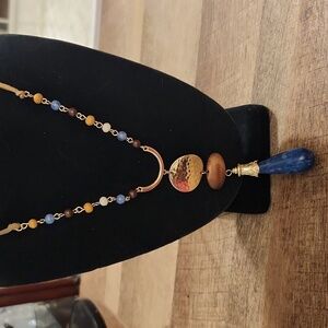 Cato Blue and Gold Pendant Necklace